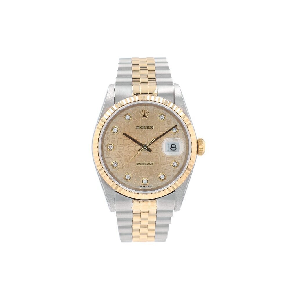 Rolex Datejust 16233 36mm Champagne Jubilee Diamond (N.S) Dial Fluted Bezel